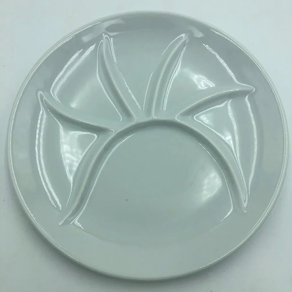 Pillivuyt France Porcelain White Divided Plates